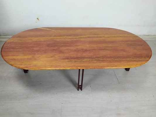 Red Travertine Coffee Table, 1970s-EAD-1749971