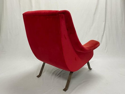 Red Velvet Armchair, 1960s-FDH-1819538