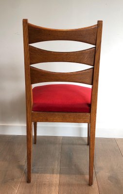 Red Velvet Oak Dining Chairs, Set of 6-BA-1365381