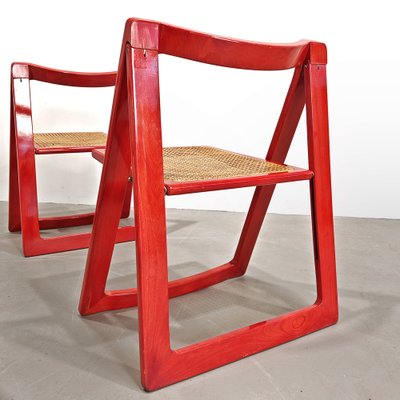 Red Vienna Straw Folding Chairs Mod. Trieste by A. Jacober and p.daniello for Bazzani, 1970s, Set of 4-PRS-2043319