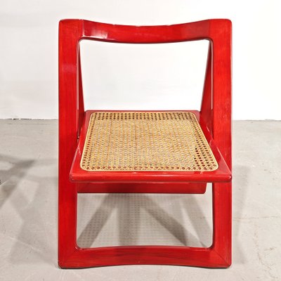 Red Vienna Straw Folding Chairs Mod. Trieste by A. Jacober and p.daniello for Bazzani, 1970s, Set of 4-PRS-2043319