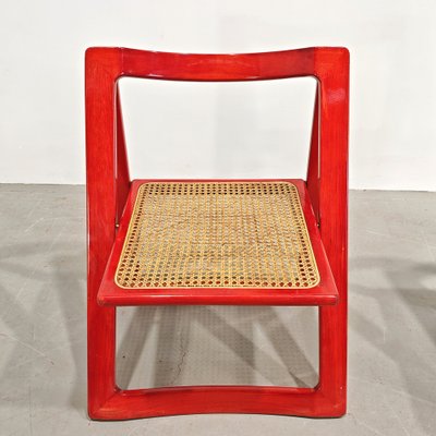 Red Vienna Straw Folding Chairs Mod. Trieste by A. Jacober and p.daniello for Bazzani, 1970s, Set of 4-PRS-2043319