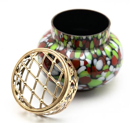 Red, White, Green Splatter Colors, Pique Fleurs Vase with Grille-MJY-1148832