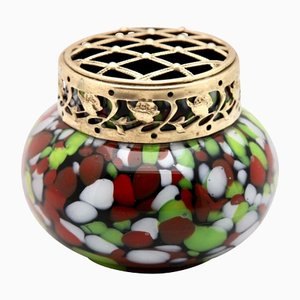 Red, White, Green Splatter Colors, Pique Fleurs Vase with Grille-MJY-1148832