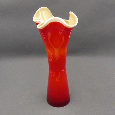 Red & White Murano Glass Vase, Italy-WK-1014952