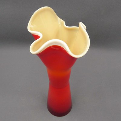 Red & White Murano Glass Vase, Italy-WK-1014952