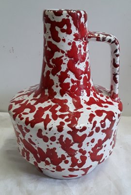 Red & White Patterned Ceramic Pitcher / Vase from Jopeko, 1970s-HOI-867739