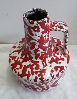 Red & White Patterned Ceramic Pitcher / Vase from Jopeko, 1970s-HOI-867739