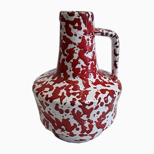 Red & White Patterned Ceramic Pitcher / Vase from Jopeko, 1970s-HOI-867739