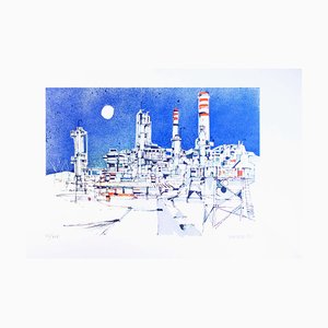 Refinery - Original Color Etching by Giuseppe Megan - 1980-ZCI-755018