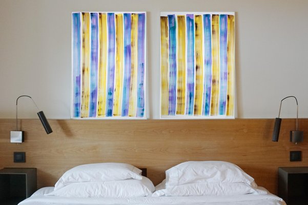 Refreshing Gelato Grid, Vivid Tones Painting, Diptych, Cabin Beach, 2021-RWC-959332