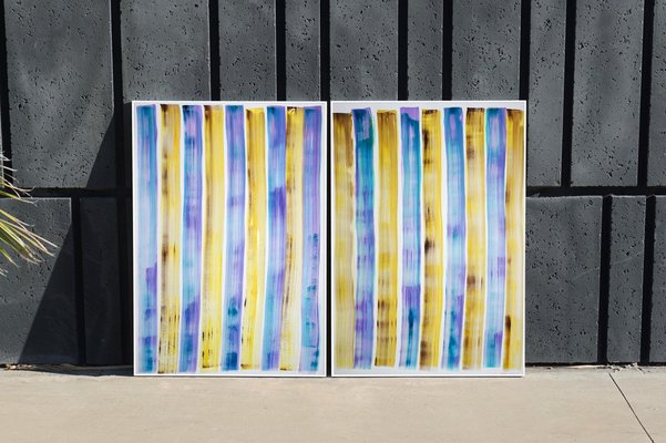 Refreshing Gelato Grid, Vivid Tones Painting, Diptych, Cabin Beach, 2021-RWC-959332