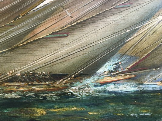 Regatta in the Gulf, English School, 2006, Oil on Canvas, Framed-YUW-1312108