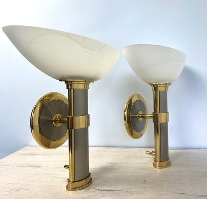 Regency Brass and Stainless Steel Wall Lights from B+M Leuchten, Germany, Set of 2-WZZ-1347564