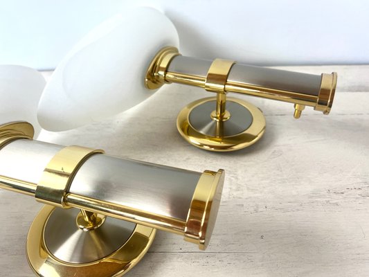 Regency Brass and Stainless Steel Wall Lights from B+M Leuchten, Germany, Set of 2-WZZ-1347564