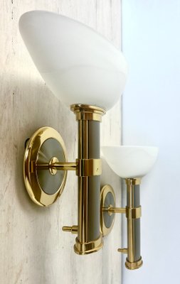 Regency Brass and Stainless Steel Wall Lights from B+M Leuchten, Germany, Set of 2-WZZ-1347564