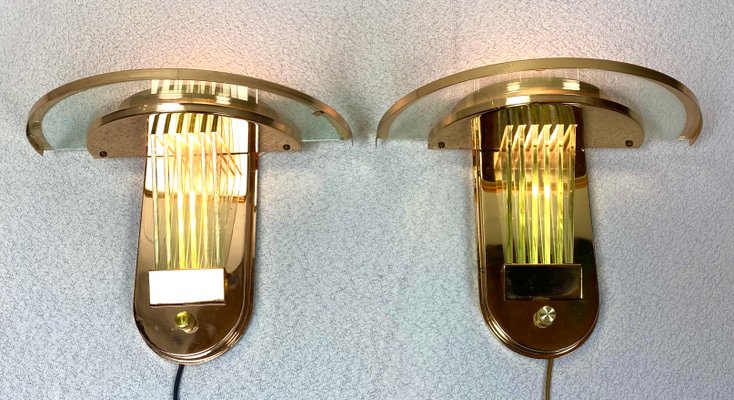 Regency Brass & Glass Wall Lights, Set of 2-WZZ-1180342