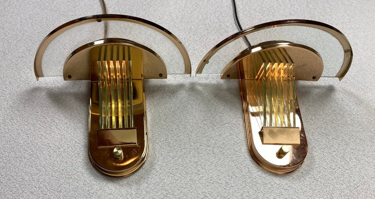 Regency Brass & Glass Wall Lights, Set of 2-WZZ-1180342