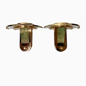 Regency Brass & Glass Wall Lights, Set of 2-WZZ-1180342