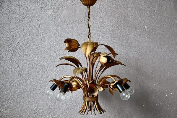 Regency Gold Color Chandelier in Metal, 1960s-AIU-1700624