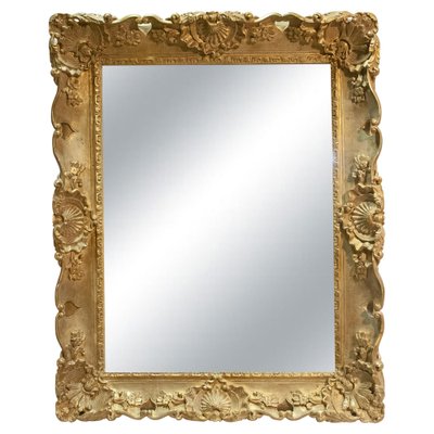 Regency Gold Foil Wood Rectangular Handcrafted Mirror, Spain, 1970s-UZ-1369877