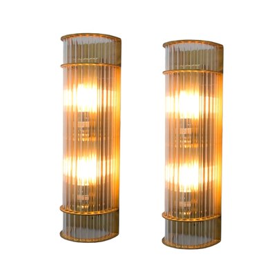 Regency Hollywood Style Gilt Brass and Crystal Wall Lights, 2010s, Set of 2-TCS-1799017