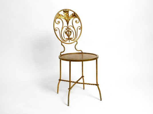 Regency Italian Gold Plated Wrought Iron Chair, 1970s-RR-1314097