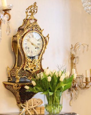 Regency or Louis XV Boulle Cartel Clock on Console by Gribelin, Paris, Early 18th Century, Set of 2-KMT-1191633