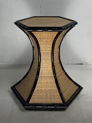 Regency Rattan Bamboo Side Table, 1960s-BHG-1719520