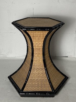 Regency Rattan Bamboo Side Table, 1960s-BHG-1719520