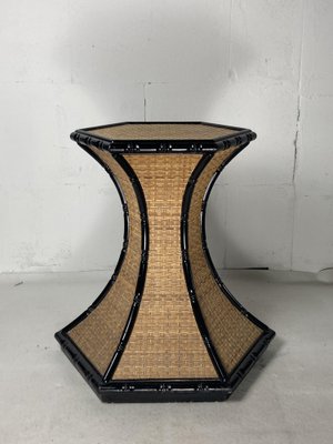 Regency Rattan Bamboo Side Table, 1960s-BHG-1719520