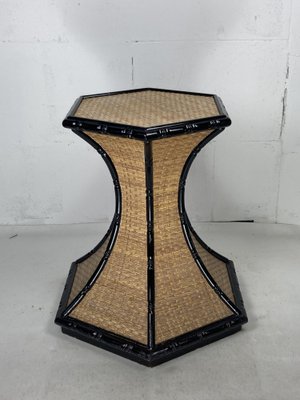 Regency Rattan Bamboo Side Table, 1960s-BHG-1719520