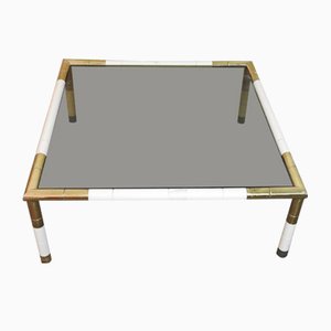 Regency Style Brass and Smoked Glass Coffee Table from Banci, 1970s-ZLY-646924