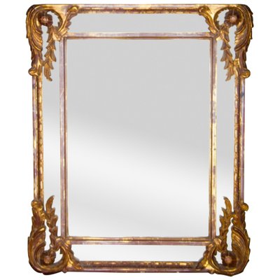 Regency Style Gold Foil Hand Carved Wooden Rectangular Mirror, 1970s-UZ-959353