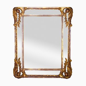 Regency Style Gold Foil Hand Carved Wooden Rectangular Mirror, 1970s-UZ-959353