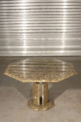 Regency Style Italian Octagonal Textured Resin and Quartz Dining Table, 1970s-XIJ-635619