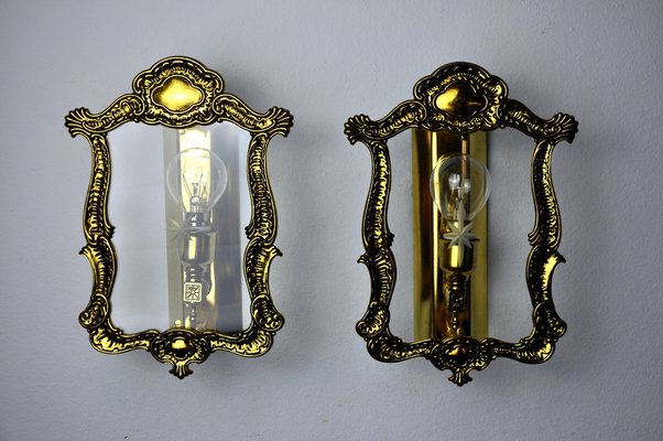 Regency Style Sconces in Cut Glass, Italy, 1980s, Set of 2-EJE-958676