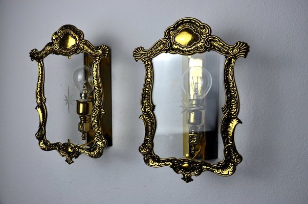 Regency Style Sconces in Cut Glass, Italy, 1980s, Set of 2-EJE-958676