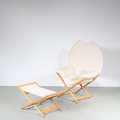 Regina D'Africa Chair with Stool by Vico Magistretti for Alias, Italy, 1970s, Set of 2-GG-1757328