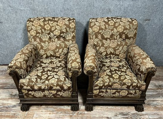 Renaissance Armchairs in Wood and Fabric, Italy, Set of 2-MWB-1792426