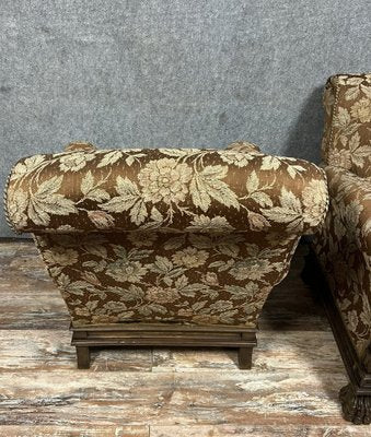 Renaissance Armchairs in Wood and Fabric, Italy, Set of 2-MWB-1792426