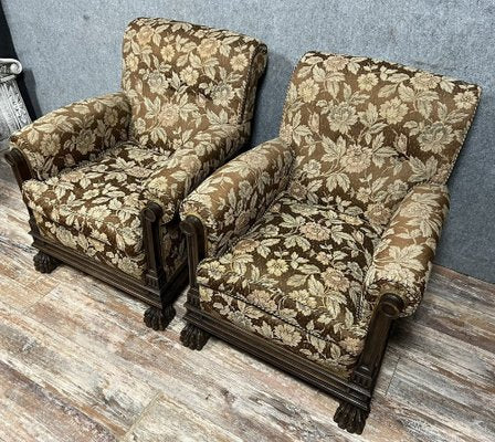 Renaissance Armchairs in Wood and Fabric, Italy, Set of 2-MWB-1792426