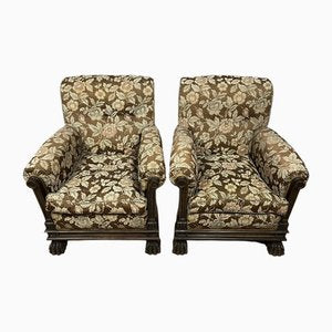 Renaissance Armchairs in Wood and Fabric, Italy, Set of 2-MWB-1792426