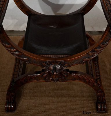 Renaissance Dagobert Curule Armchairs, Late 19th Century, Set of 2-RVK-1440569