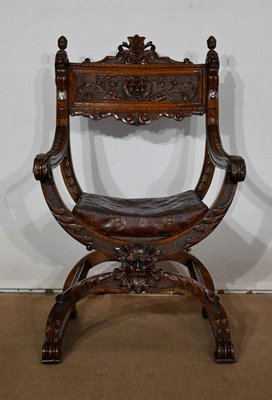 Renaissance Dagobert Curule Armchairs, Late 19th Century, Set of 2-RVK-1440569