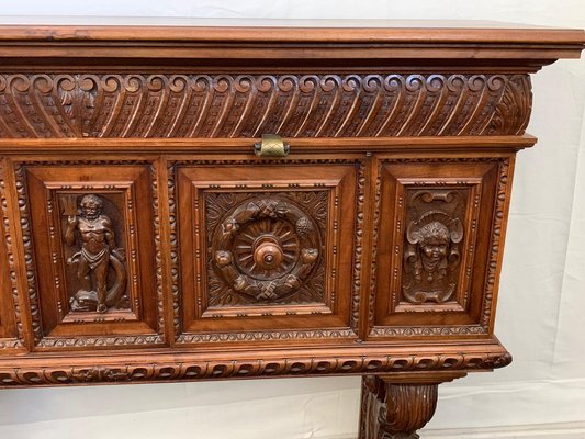 Renaissance Florentine Sculpted Wood Credenza, 1890s-IJR-1395703