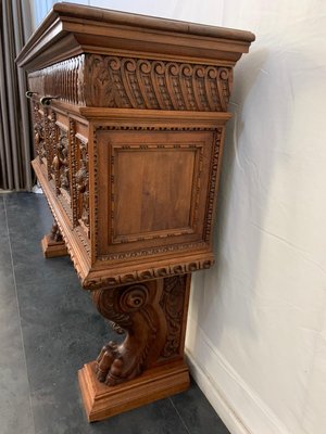 Renaissance Florentine Sculpted Wood Credenza, 1890s-IJR-1395703