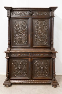 Renaissance Revival Oak 2-Part Buffet Cabinet, France, Mid-19th Century-RIU-1047620