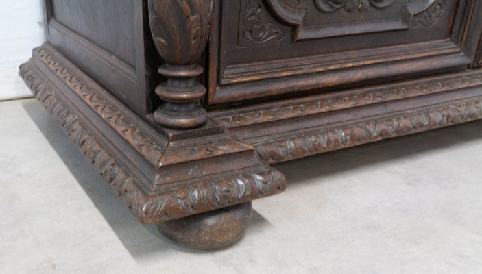 Renaissance Revival Oak 2-Part Buffet Cabinet, France, Mid-19th Century-RIU-1047620