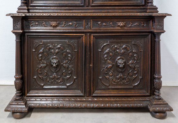 Renaissance Revival Oak 2-Part Buffet Cabinet, France, Mid-19th Century-RIU-1047620